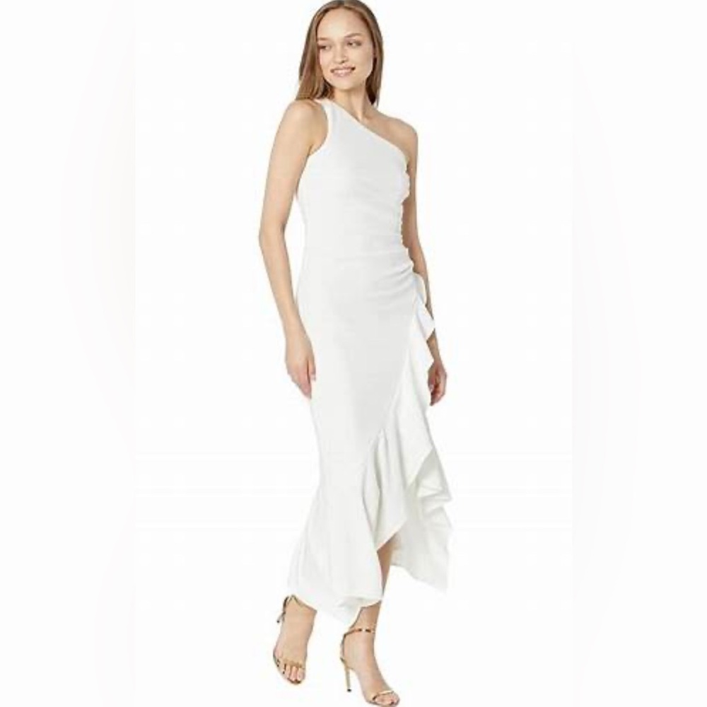Xscape White One-Shoulder Dress